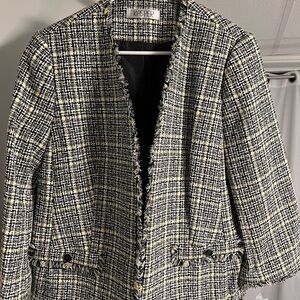Kasper Women's Black White and Yellow Tweed  Blazer